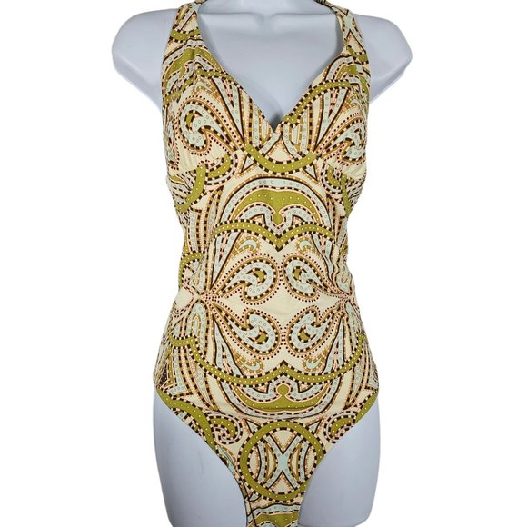 J. Crew Swim Jcrew Paisley Open Back Halter Top Size 4 One Piece